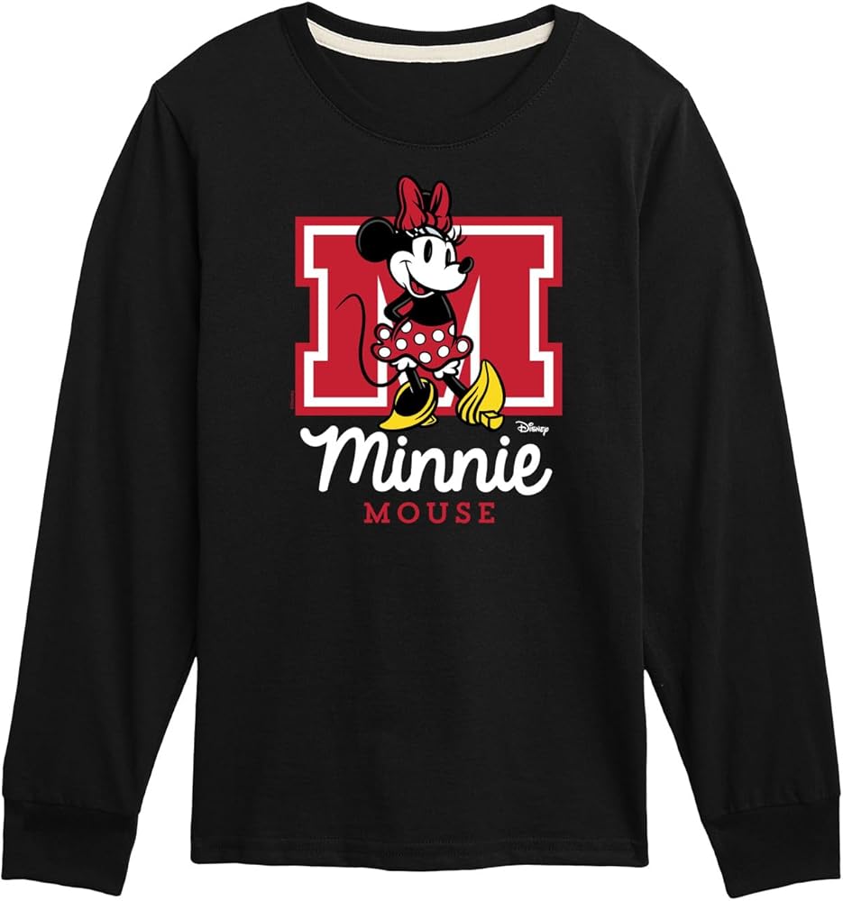 Disney Minnie Mouse - Collegiate M - Youth Long Sleeve Graphic T-Shirt