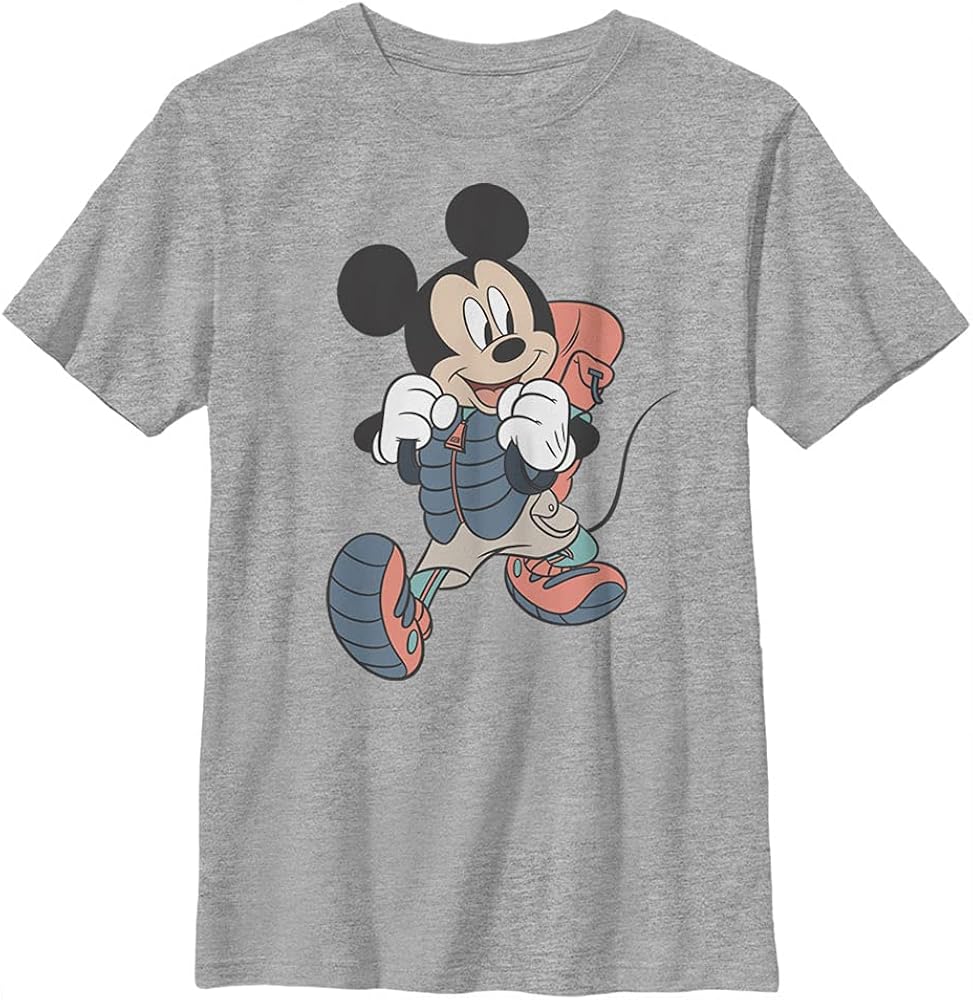 Disney Characters Hiker Mickey Boy's Heather Crew Tee