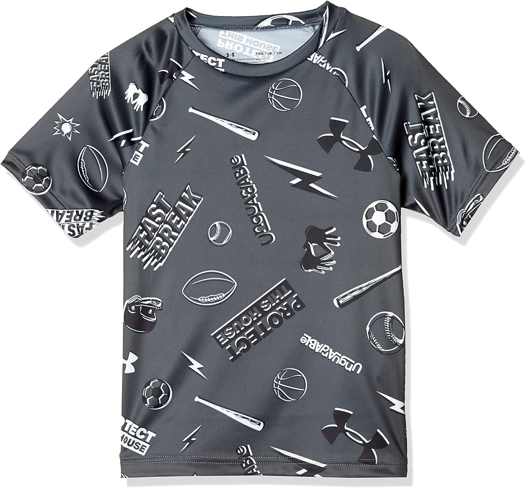 Under Armour Boys' UA Tech™ Sporty All Over Short Sleeve Youth X-Large Gray