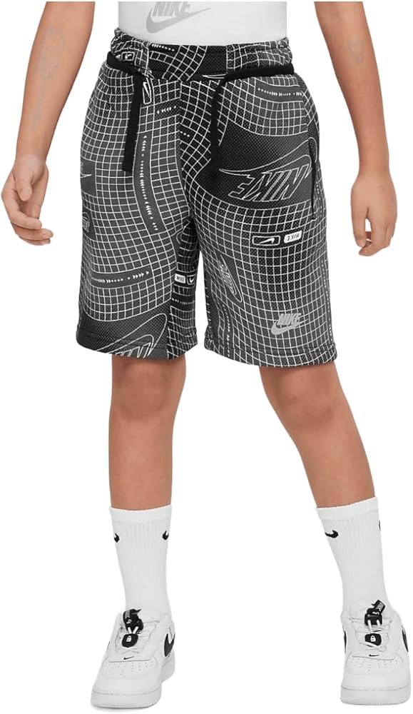 Nike NSW Club All Over Print Shorts Extra Small (Little Kids/Big Kids) Black