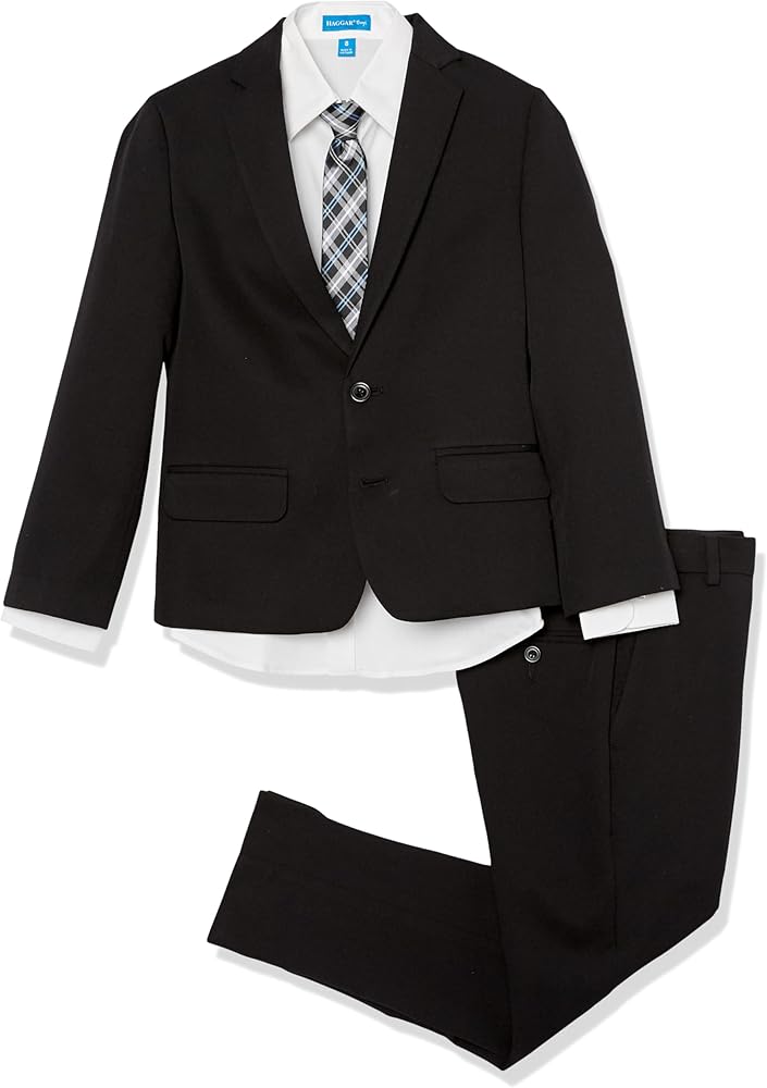 Haggar Boys' 4-Piece Suit, Dress Shirt & Tie Set