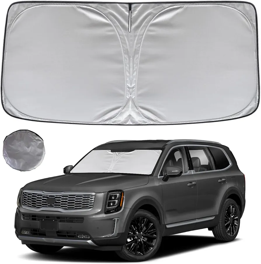 Windshield Sun Shade for 2020-2024 Kia Telluride Foldable Sunshade SUV Front Window Custom Fit Car Accessories