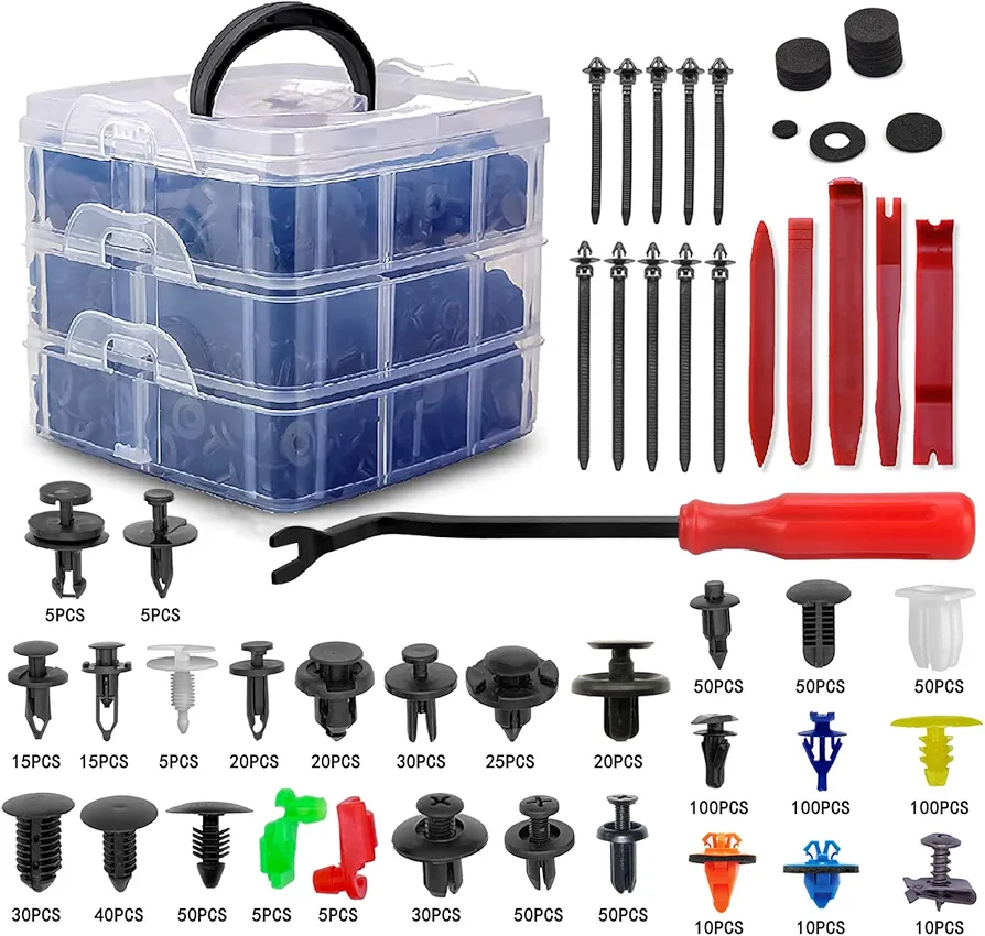 910Pcs Car Push Retainer Clips Plastic Fasteners Kit with 27 Most Popular Size Nylon Bumper Fender Panel Clips Push Pin Rivets for Toyota GM Ford Honda Chrysler