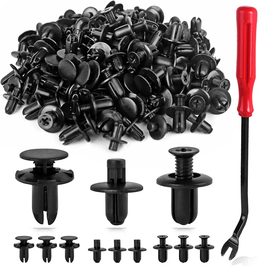 Xislet 120Pcs Fender Liner Push-Type Retainer Clip Fastener Compatible with Hyundai Kia Models Replace 86595-2T500, 86590-28000, 86155-2H100 - Bumper Plastic Rivets Included Tool