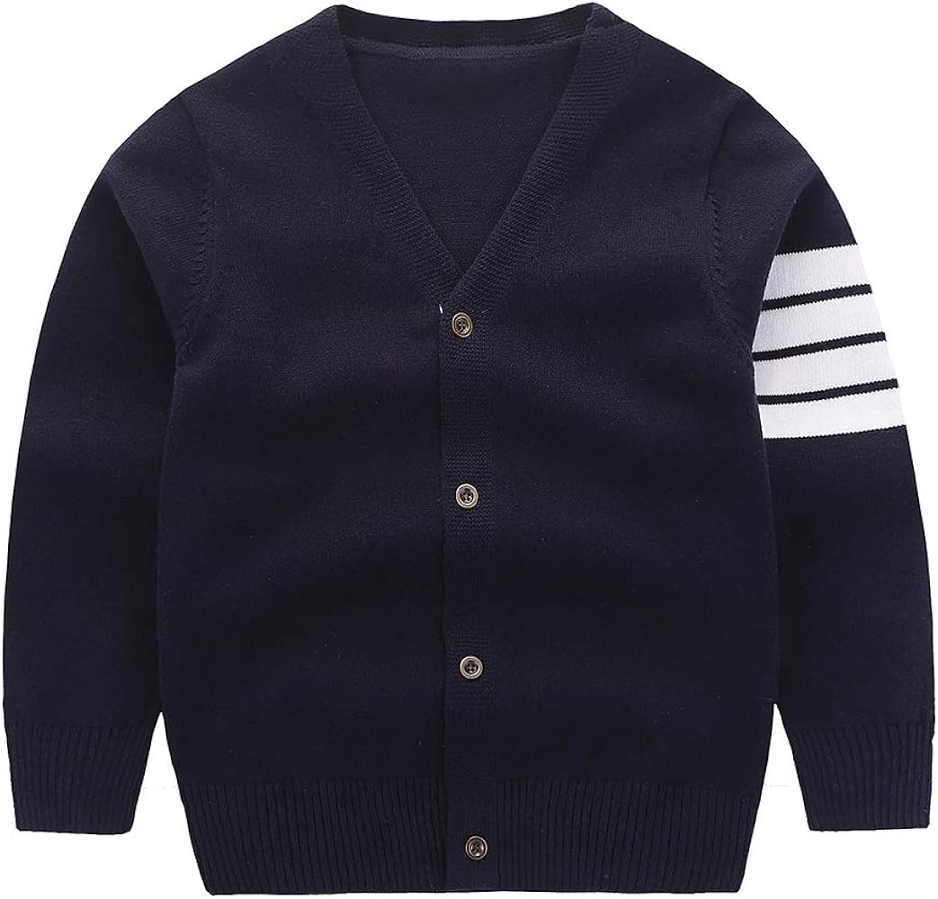 Fashion Boys Long Sleeve Woolen V-Neck British Style Cardigan