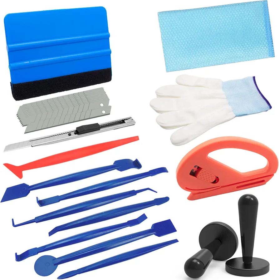 Spanno Vinyl Wrap Tool Kit with Vinyl Squeegee Magnets Holder Vinyl Cutter Edge Trimming Tools for Window Tint Car Flim Installation