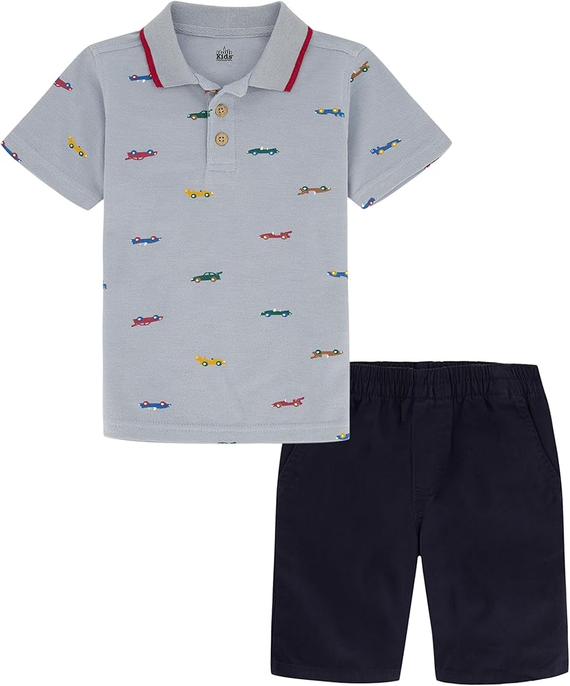 Kids Headquarters boys 2 Piece Polo Woven Short Set