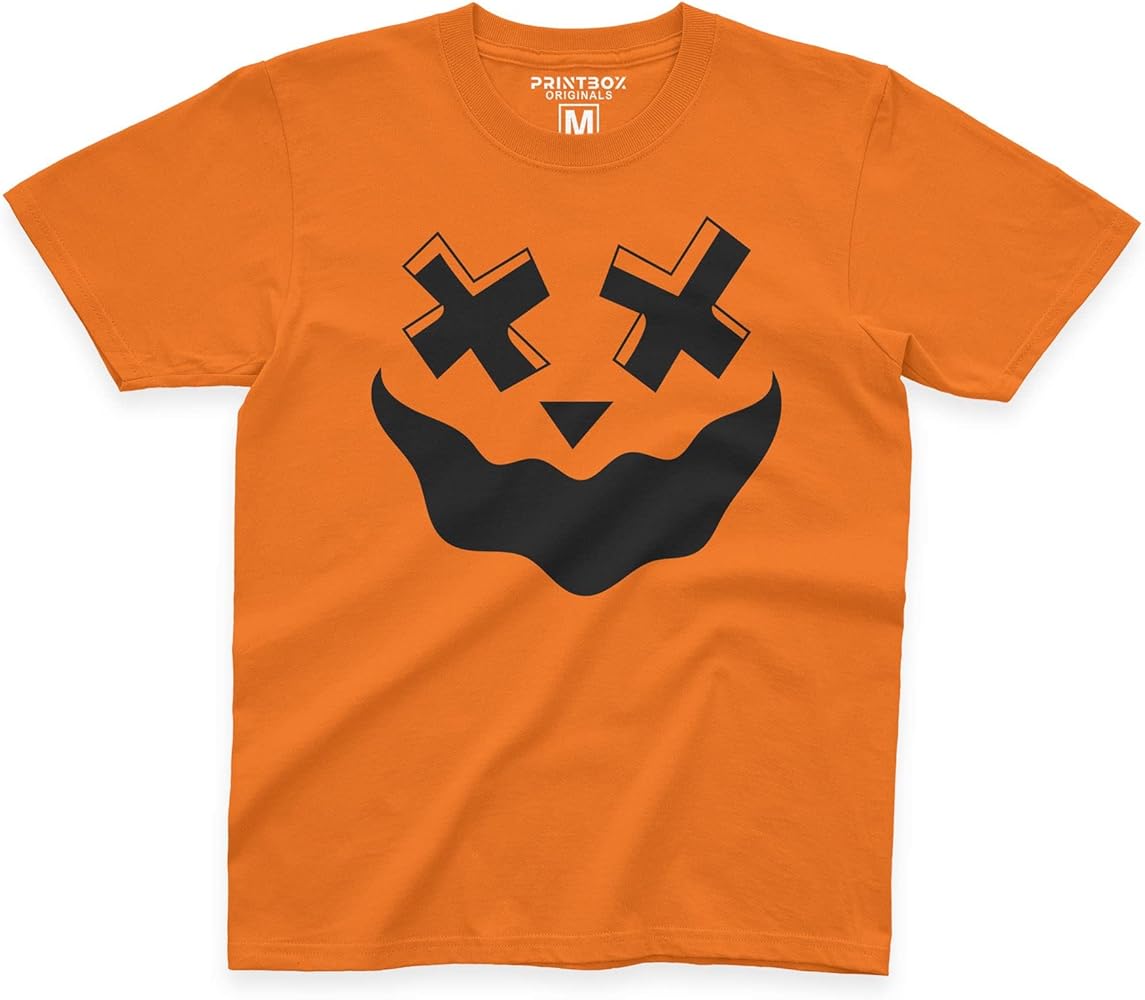 Pumpkin Face Halloween Tshirts for Boys, Girls Funny Halloween Tshirt, Fall Top School Trick Treat Kids