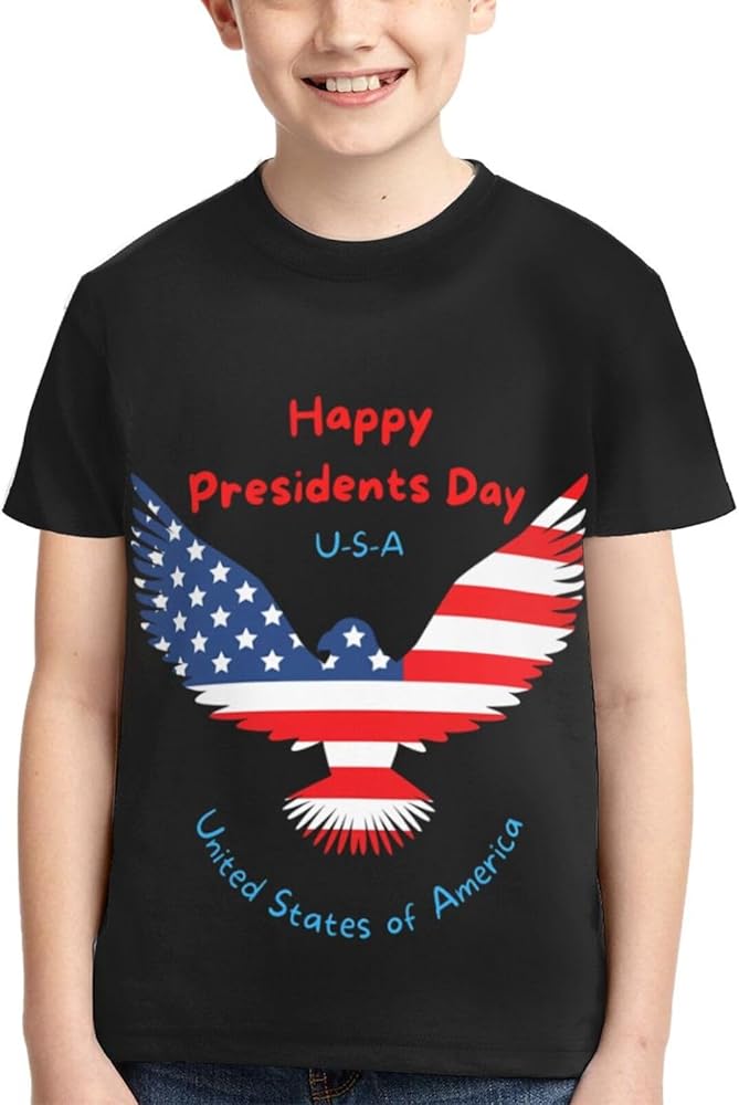 President's Day Happy Boys Girls Shirts Kids Short Sleeve Classic Crewneck Top Tee