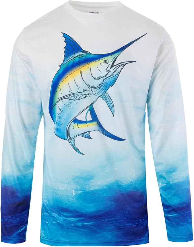 Boys 2T-18 White Marlin Water Sport Fishing UPF Performance Shirt