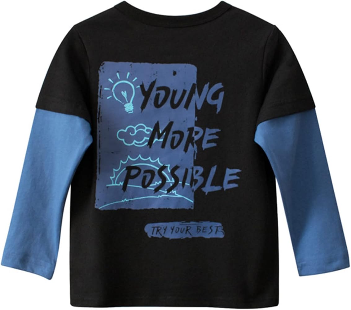 Workout Top Boys Boys Girls Letter Print Long Sleeve Color Splice Crewneck T Shirts Tops Tee Clothes for