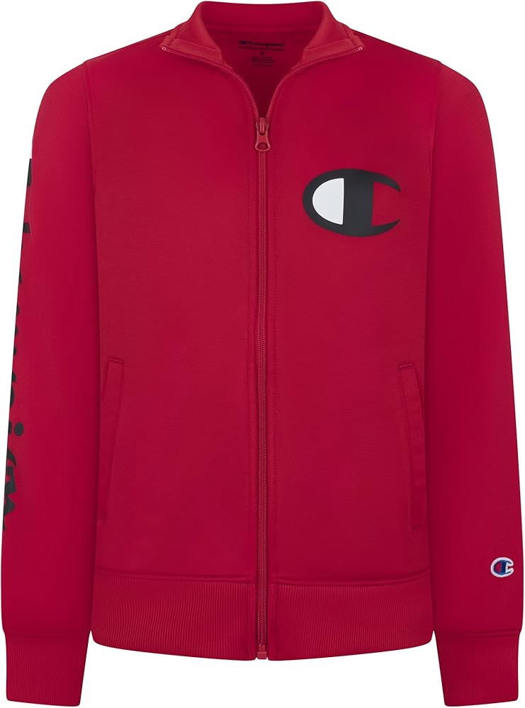 Champion Heritage Boys Full Zip Track Jacket Kids Clothes (Medium, Scarlet)