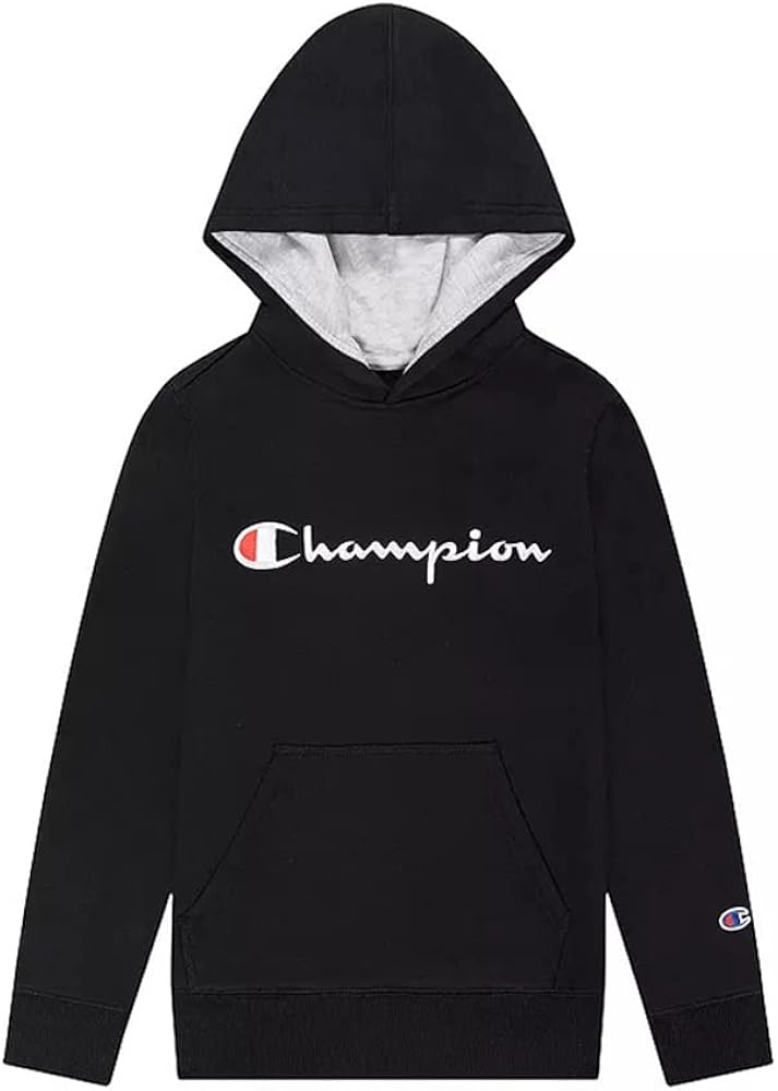 Champion Script PO Boys Active Hoodies Size L, Color: Black/White