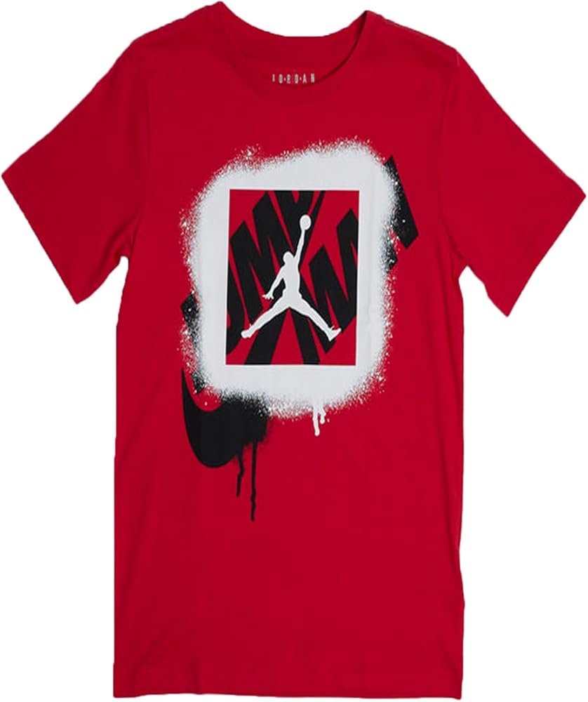 Air Jordan Boys' Stencil Spray Tee (2T, Fire Red)