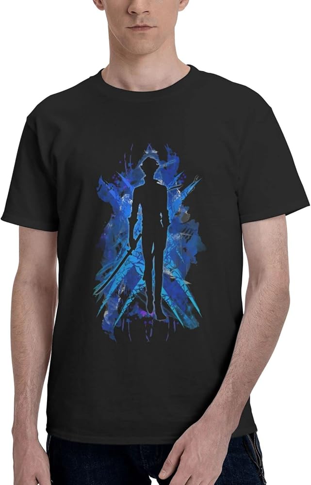 Anime Blue Exorcist Rin Okumura T Shirt Men's Summer O-Neck T-Shirts Casual Short Sleeves Tee Black