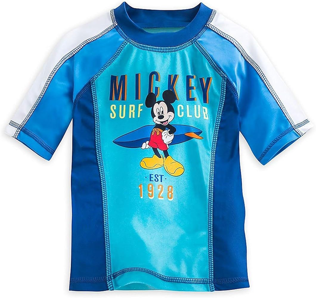 Disney Store Mickey Mouse Clubhouse Catch Some Waves Rash Guard for Boys, Size 2, Blue