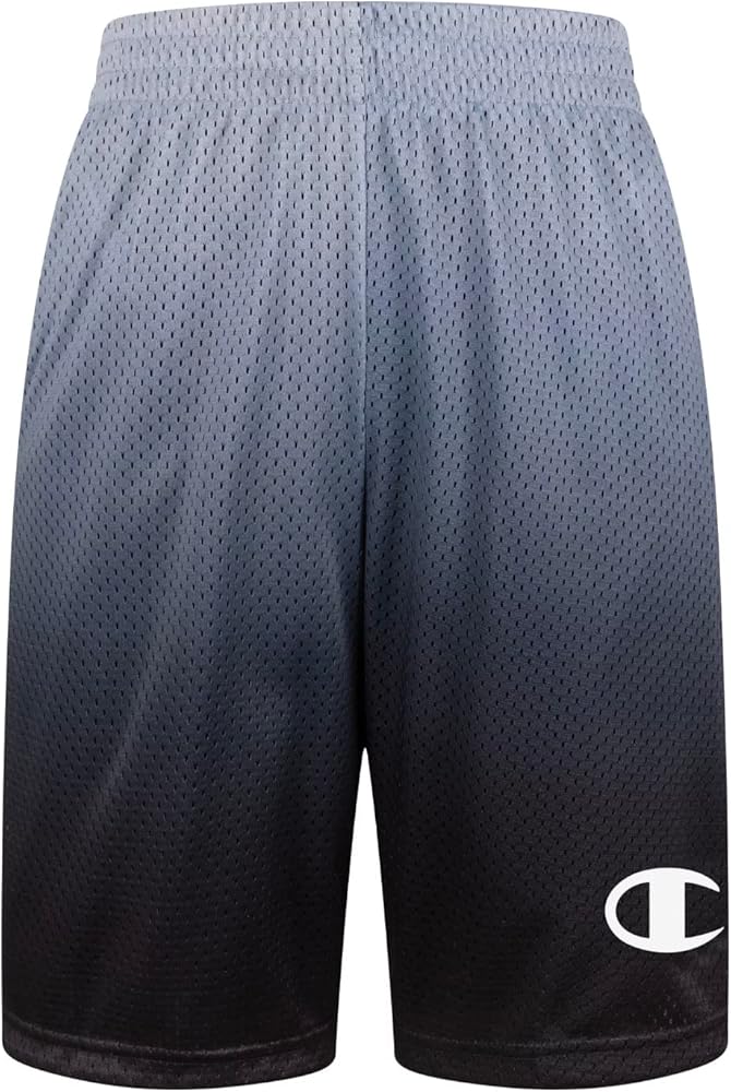 Champion Big Boys Pull-On Performance Mesh Athletic Shorts, Ombre Concrete/Black, Medium