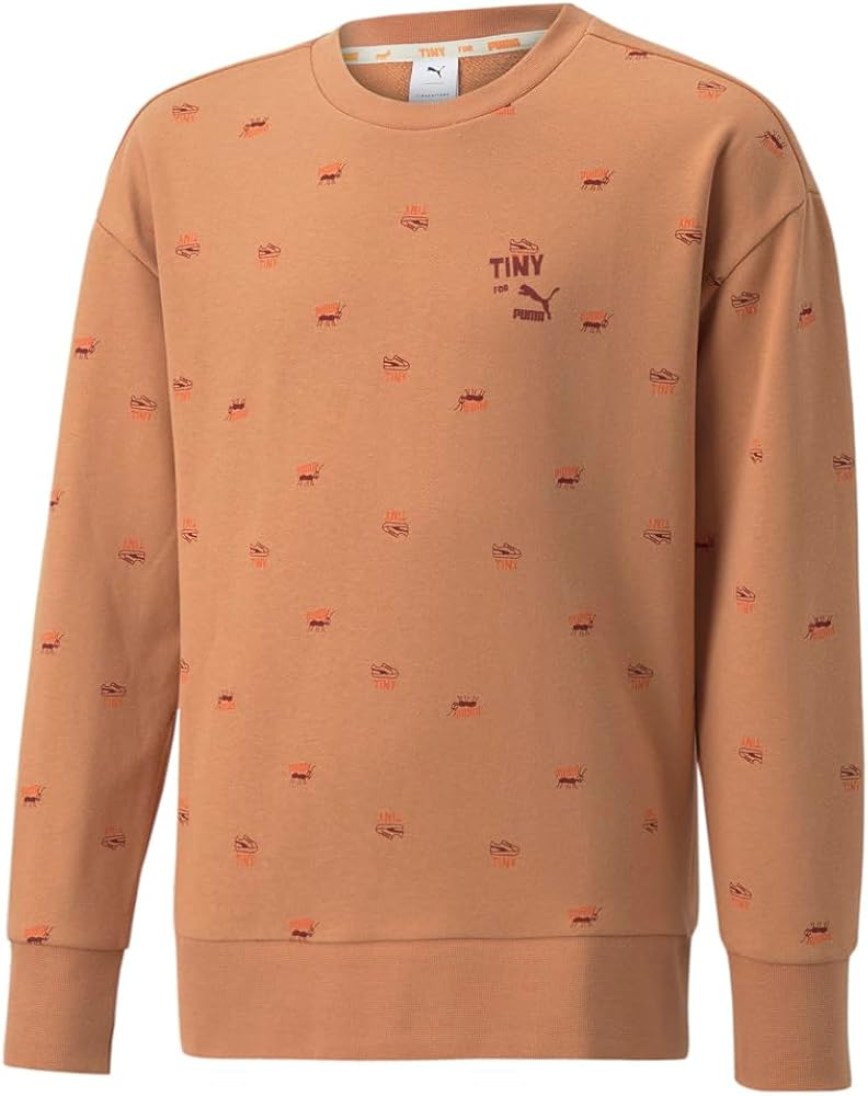 Puma Kids Boys Tinycottons X Aop Crew Neck Sweatshirt - Casual - Orange