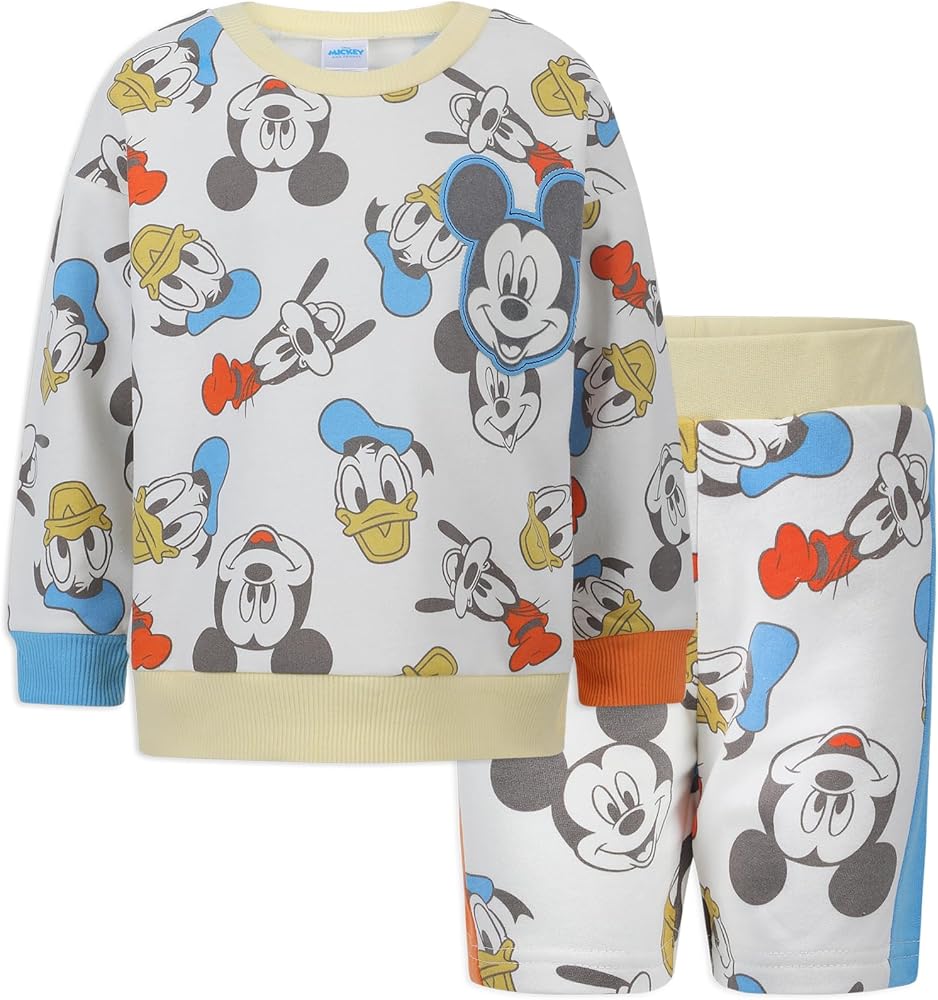 Disney Mickey Mouse Boys Shirt and Shorts outfit Set 2 Piece Mickey and Friends for Toddlers and Little Kids