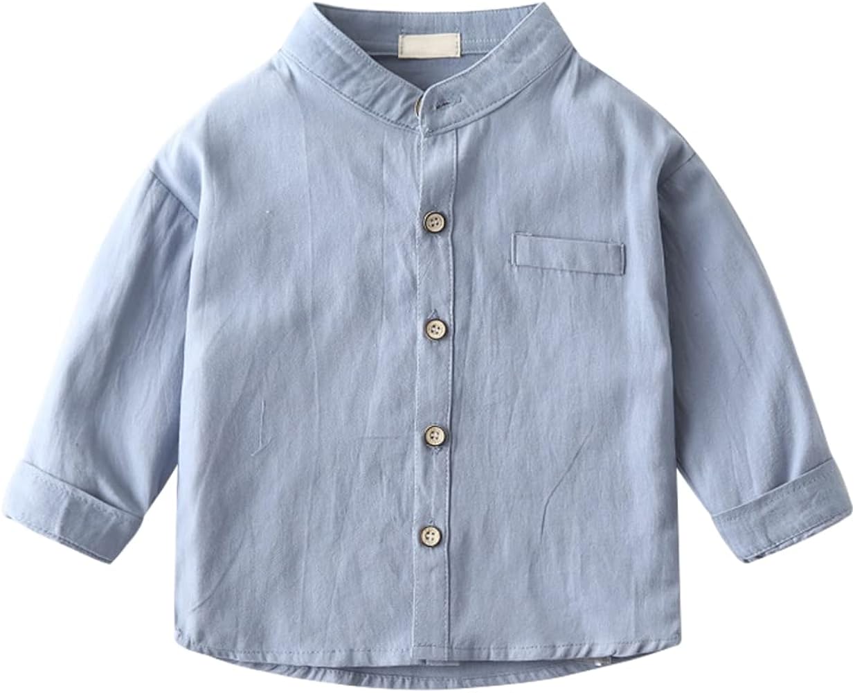 Toddler Boys Long Sleeve Cotton Button Down Shirt Solid Dress Shirts Tees Tops