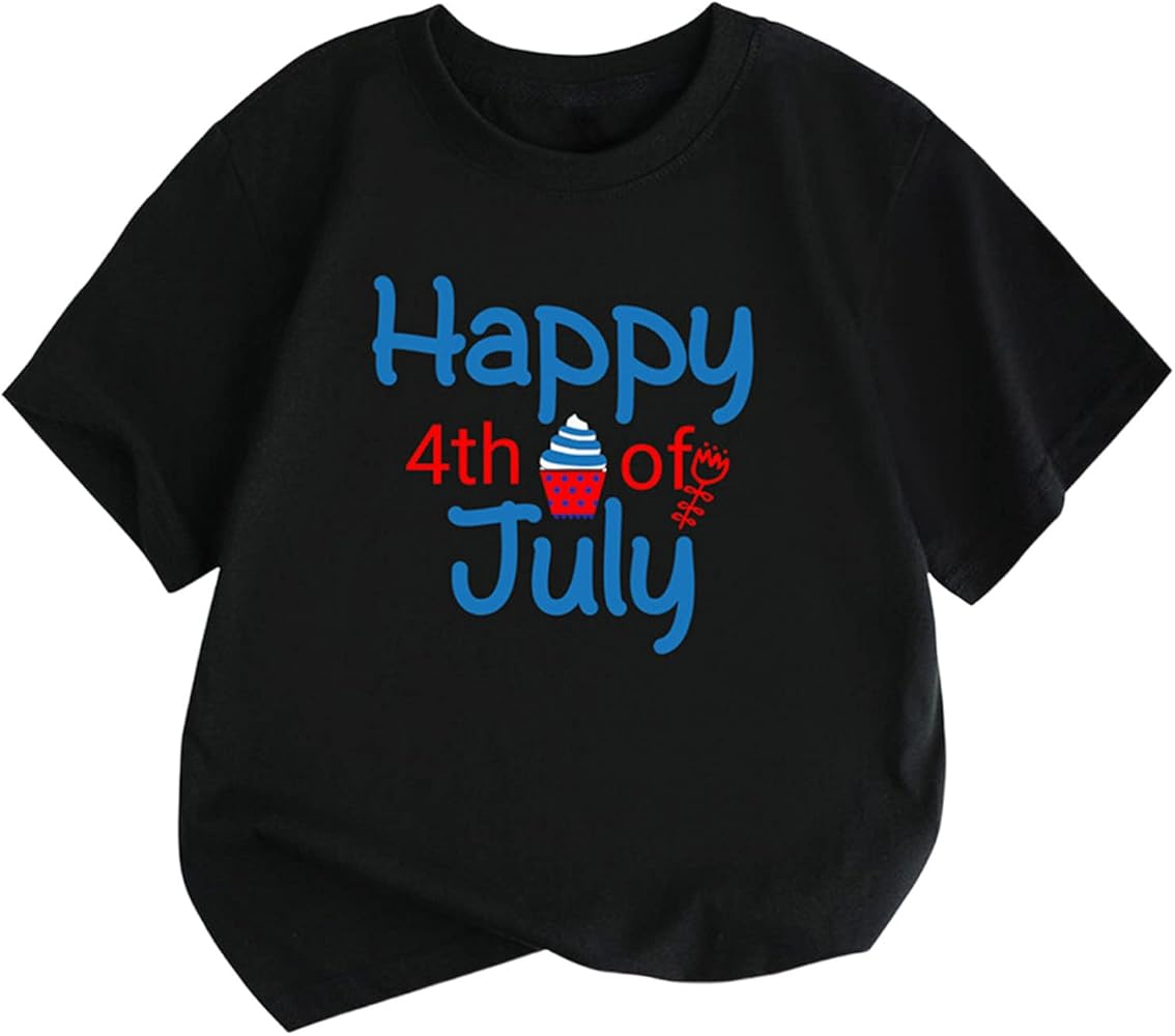 5t Shirt Boys Girls Short Sleeve Independence Day Letter Prints T Shirt Tops Children Place Boys