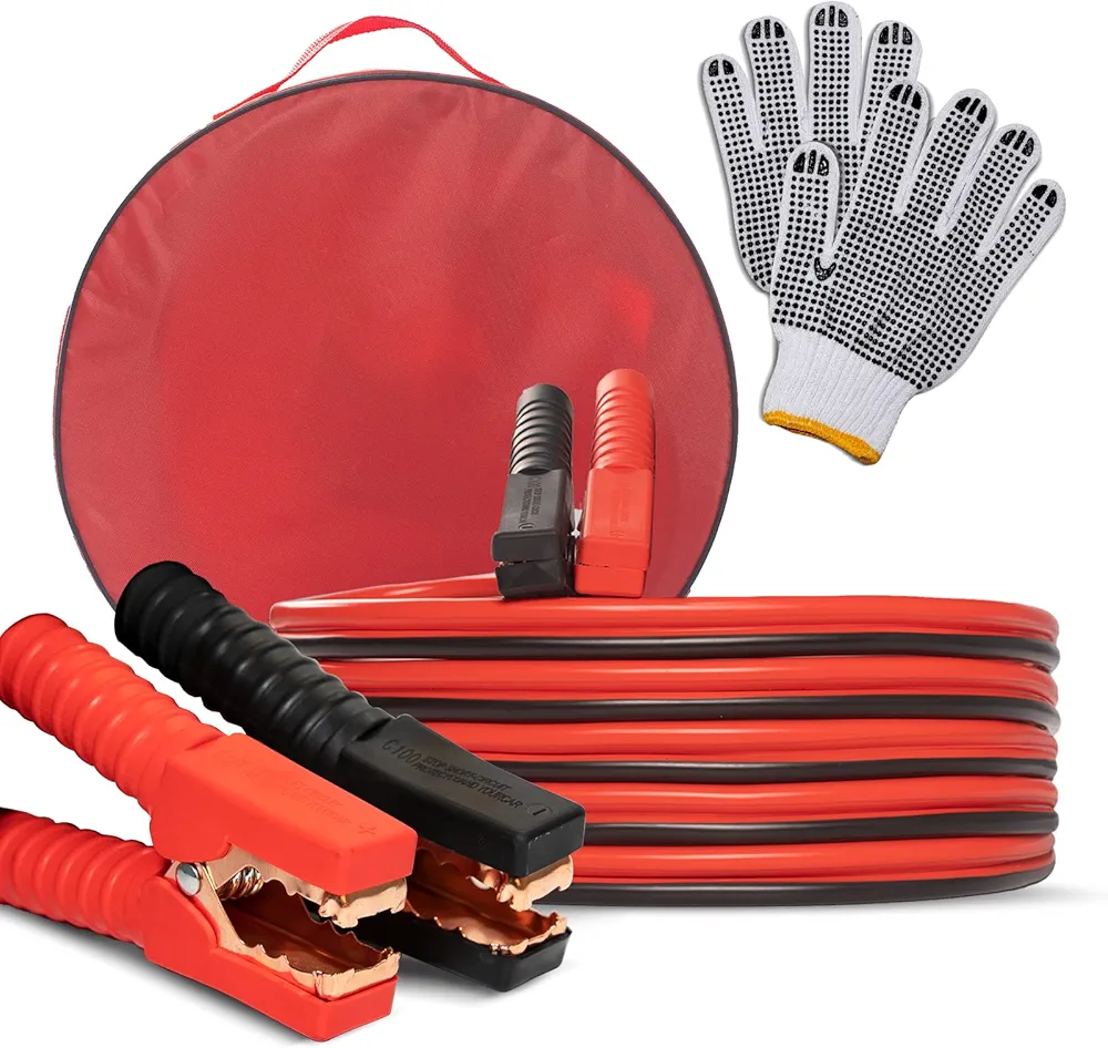 Heavy Duty Jumper Cables,Cables Kit For Car SUV And Trucks With Gloves And Carrying Bag (2AWG 20FT)