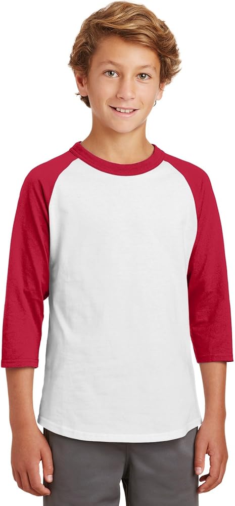 Sport YT200 Youth Colorblock Raglan Jersey - White/Red - S [Apparel]