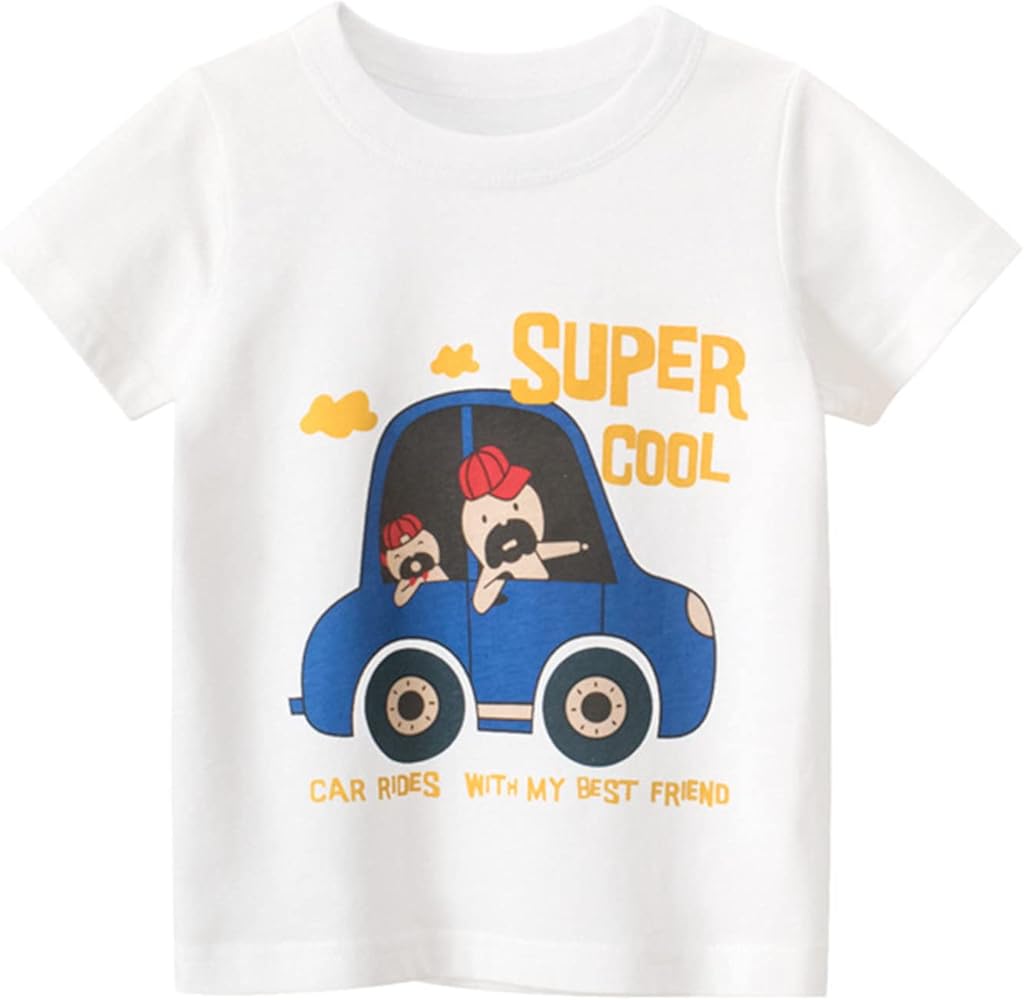 Pack Tee Toddler Kids Baby Boys Girls Cartoon Cars Short Sleeve Crewneck T Shirts Tops Tee Clothes for Children