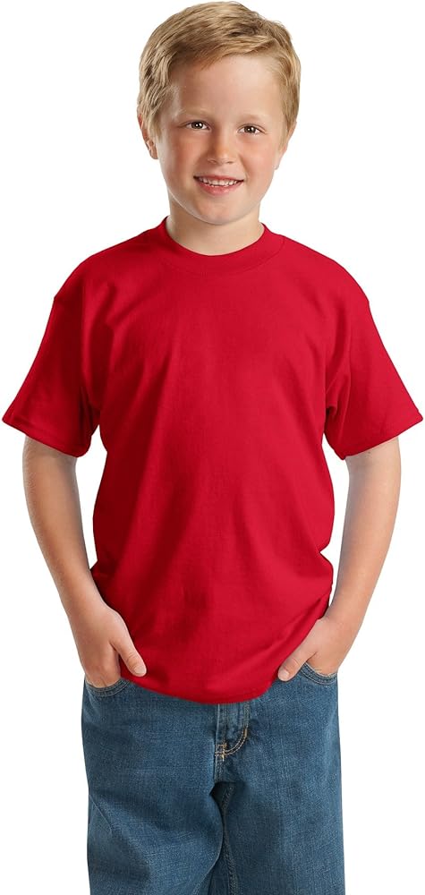 Hanes Boys ComfortBlend EcoSmart 50/50 Cotton/Poly T-Shirt, XS, DP Red