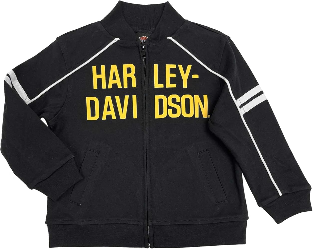 Harley-Davidson Little Boys' Bar & Shield Knit Zip-Up Track Jacket - Black