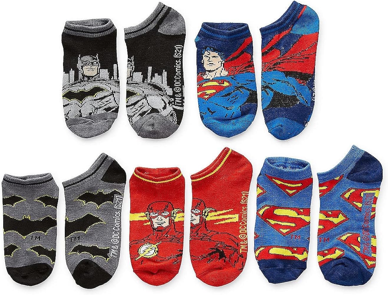 Justice League United Kids Boys 5-Pack Low Cut No Show Socks