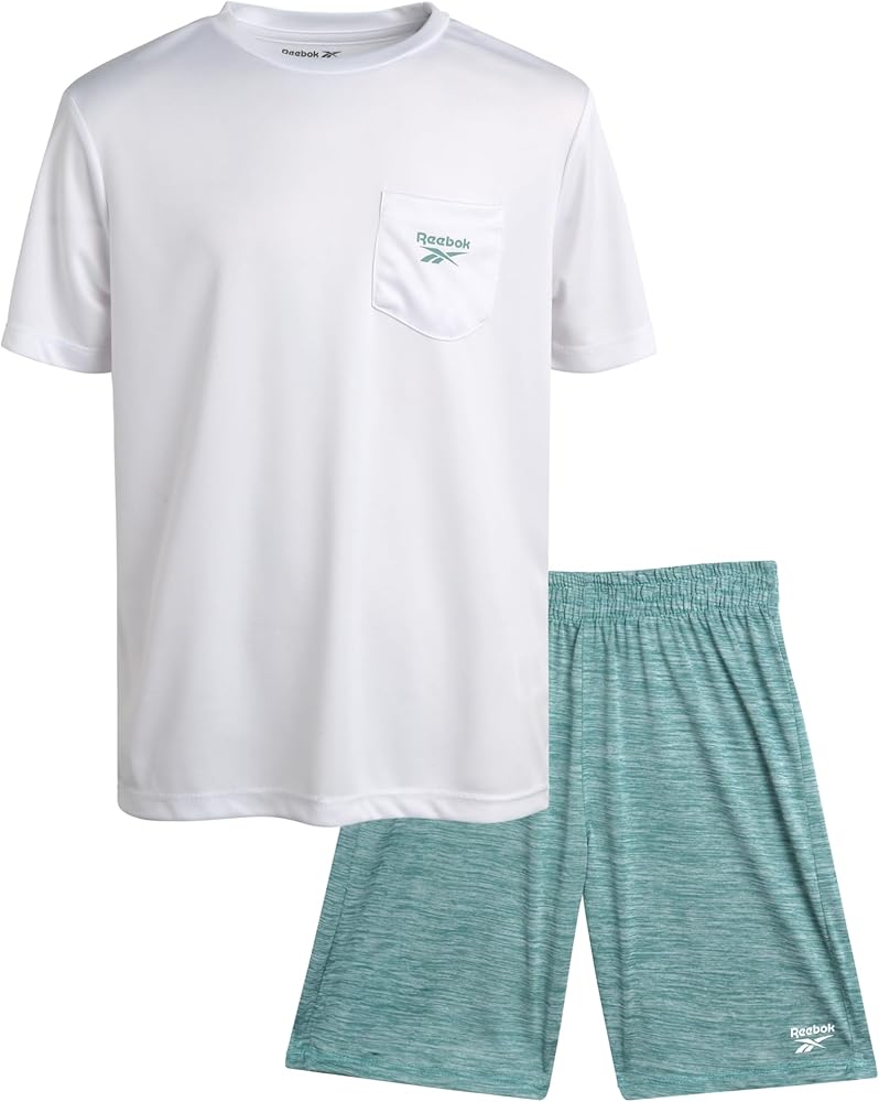 Reebok Boys' Active Shorts Set - 2 Piece Performance T-Shirt and Basketball Gym Shorts - Boys Sports Summer Outfits (8-12)