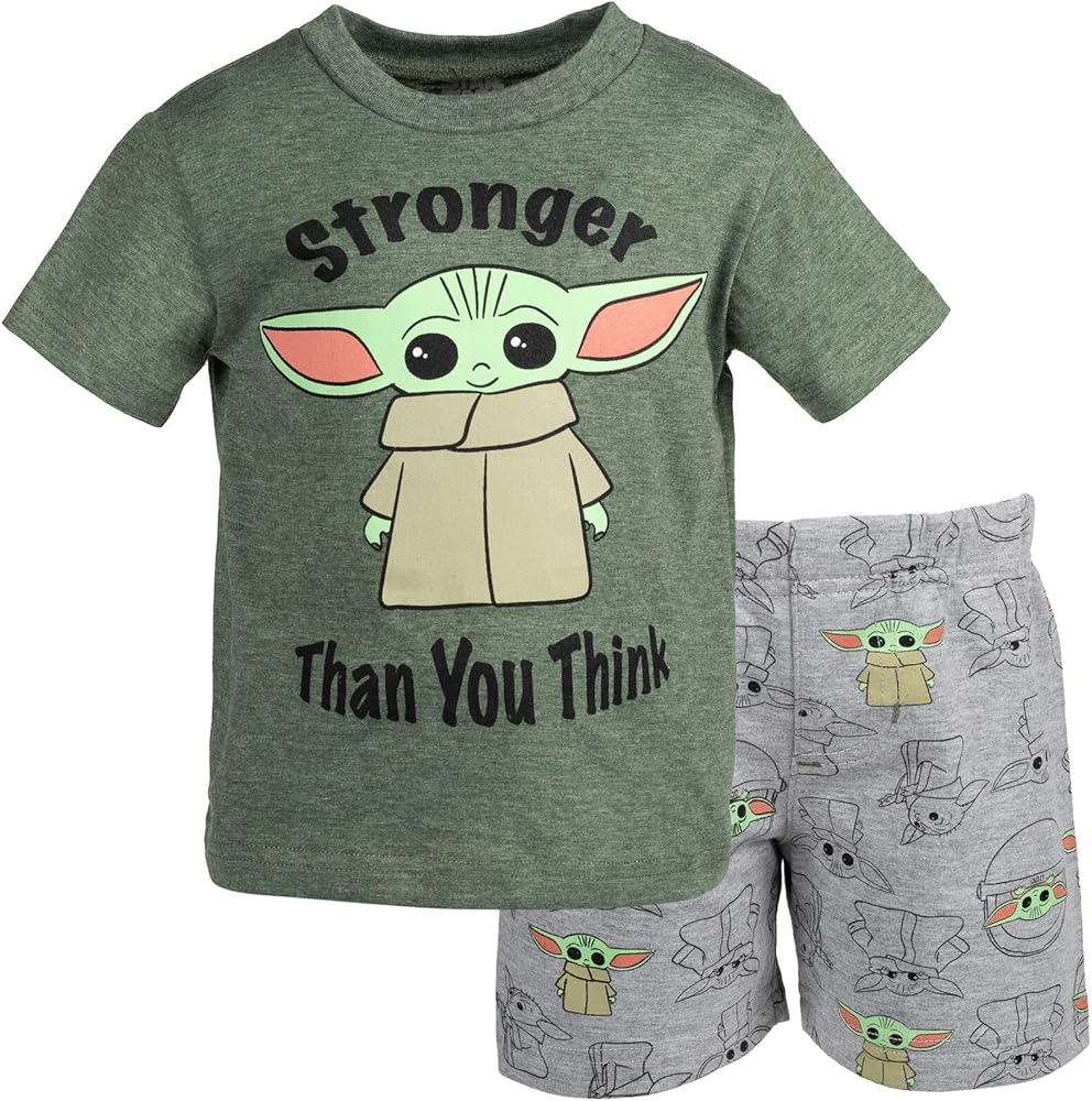 STAR WARS The Mandalorian The Child T-Shirt and French Terry Shorts Outfit Set Infant to Big Kid