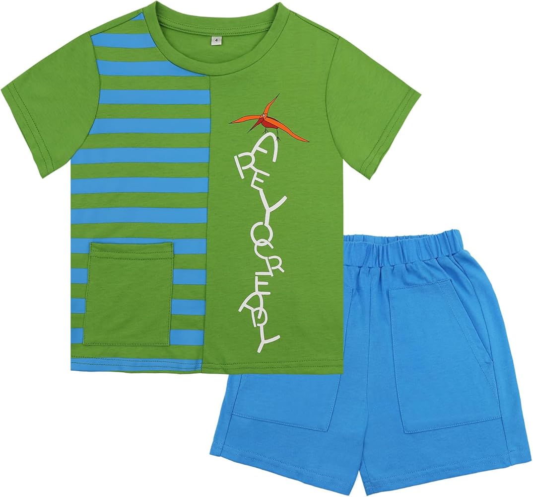 Toddler Boys Cotton Clothing Sets Short Sleeve Tee and Shorts, Toddler Clothes for Boys 2Y-13Y