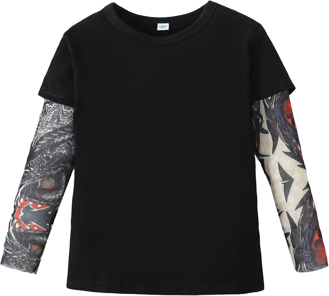 Kids Tattoo Sleeve T-Shirt Personal Top Toddler Boys Girls Long Sleeve Tee Shirt