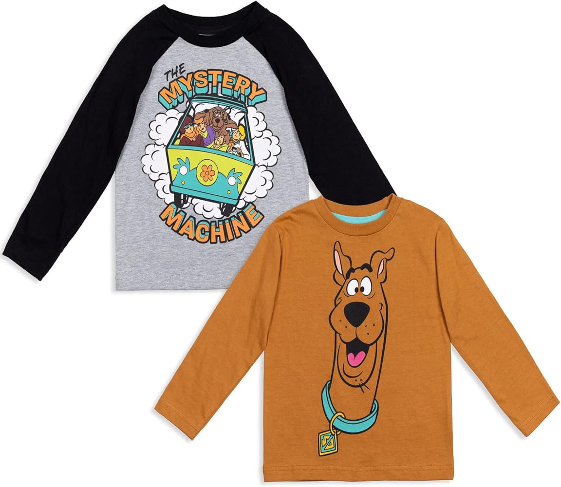 Scooby-Doo 2 Pack Long Sleeve T-Shirts Toddler to Big Kid Sizes (2T - 14-16)