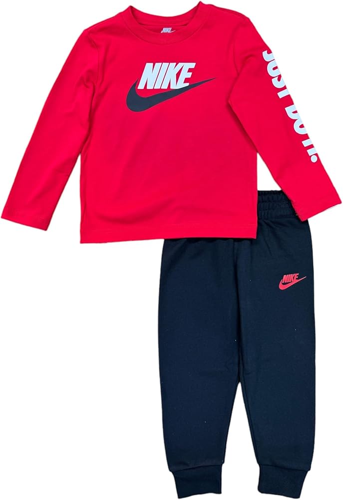 Nike Boys Toddler Long Sleeve Shirt and Jogger Set, Durable Stretch and Lightweight (US, Age, 3, B(76L666-R0P) R)