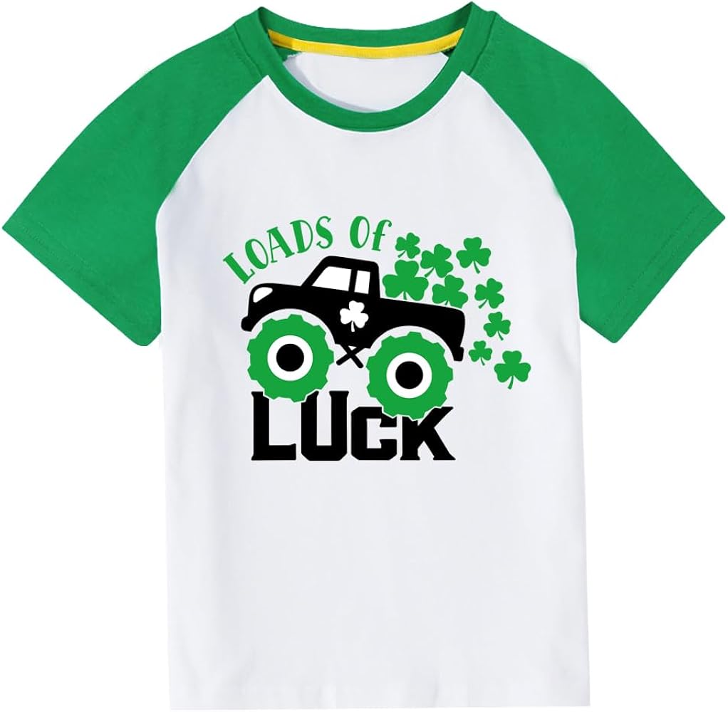 Toddler Boy St Patricks Day Tshirts Clover Shamrock Short Sleeve Irish Shirts for Kids Green Tee Tops 2-8 Years