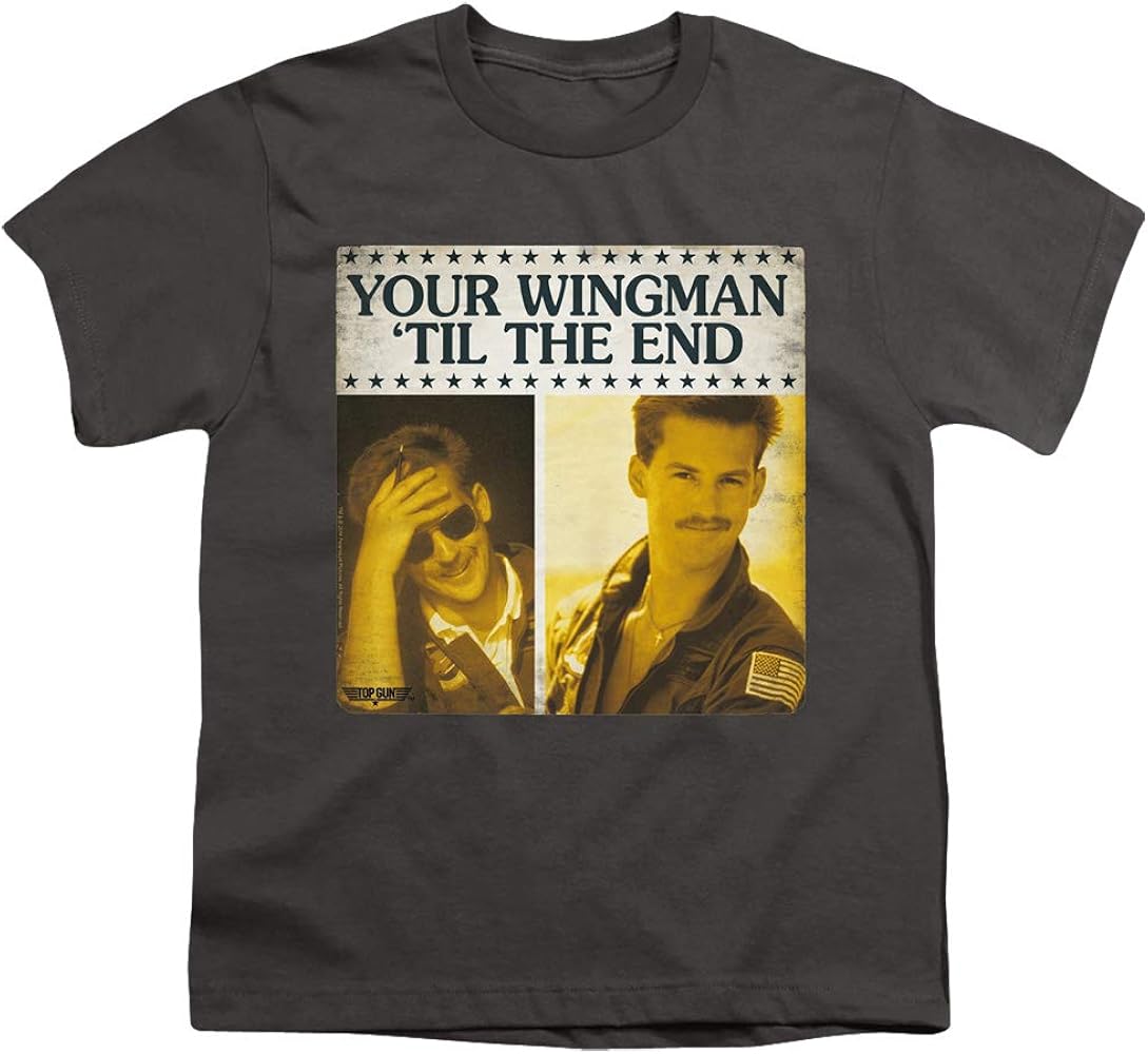 Top Gun Kids T-Shirt Wingman 'Til The End Charcoal Tee