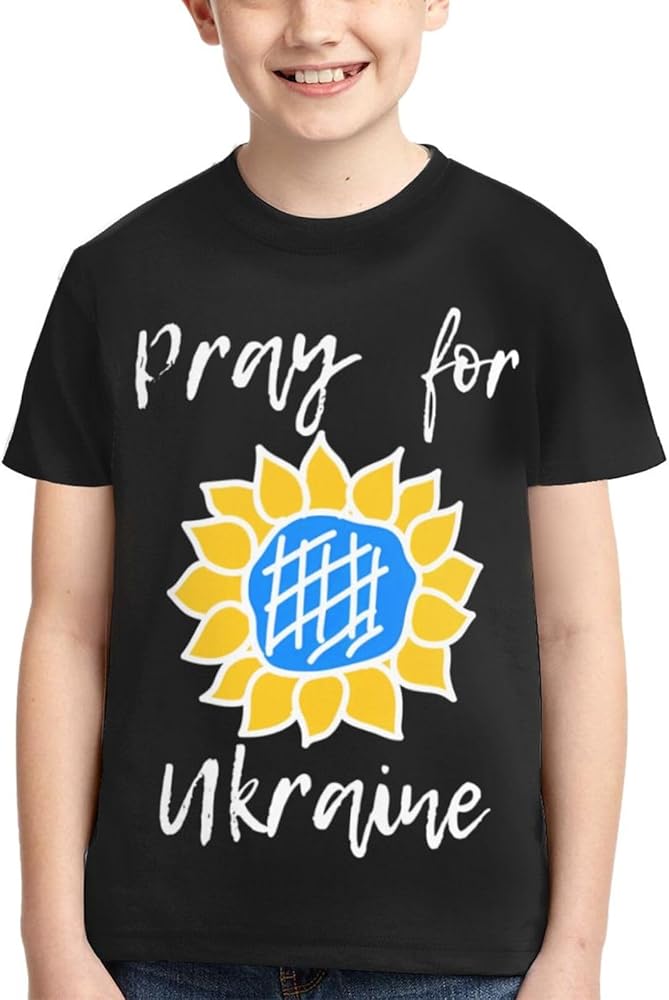 Pray for Ukraine Boys Girls Shirts Kids Short Sleeve Classic Crewneck Top Tee