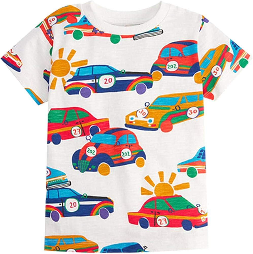 Toddler Boy Summer T Shirts Airplane Rainbow Graphic Round Neck Casual Tees Fashion Short Sleeve Tops Kids Summer Clothes