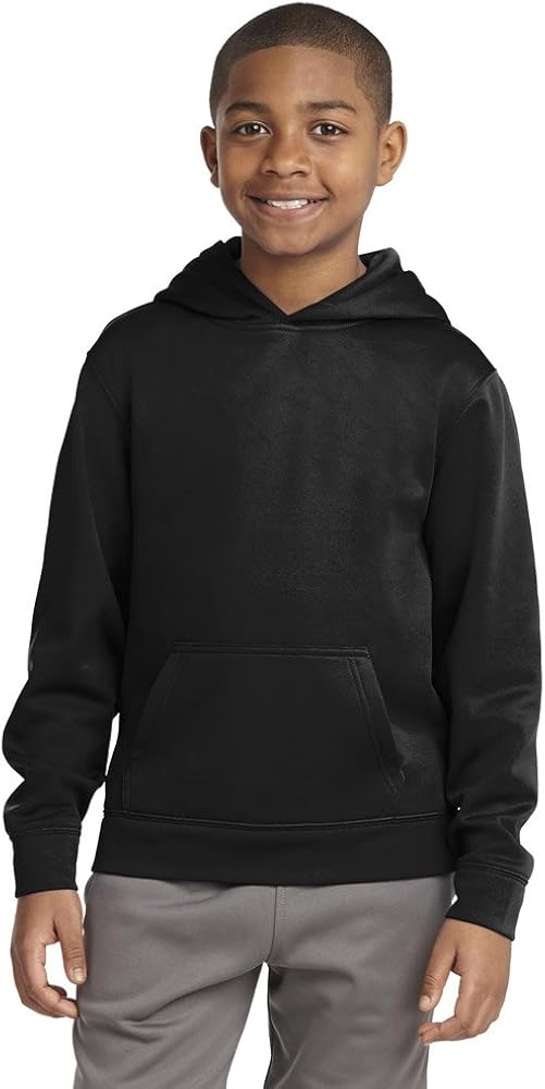 SPORT-TEK Boys Sport-Wick Fleece Hooded Pullover, XL, Black