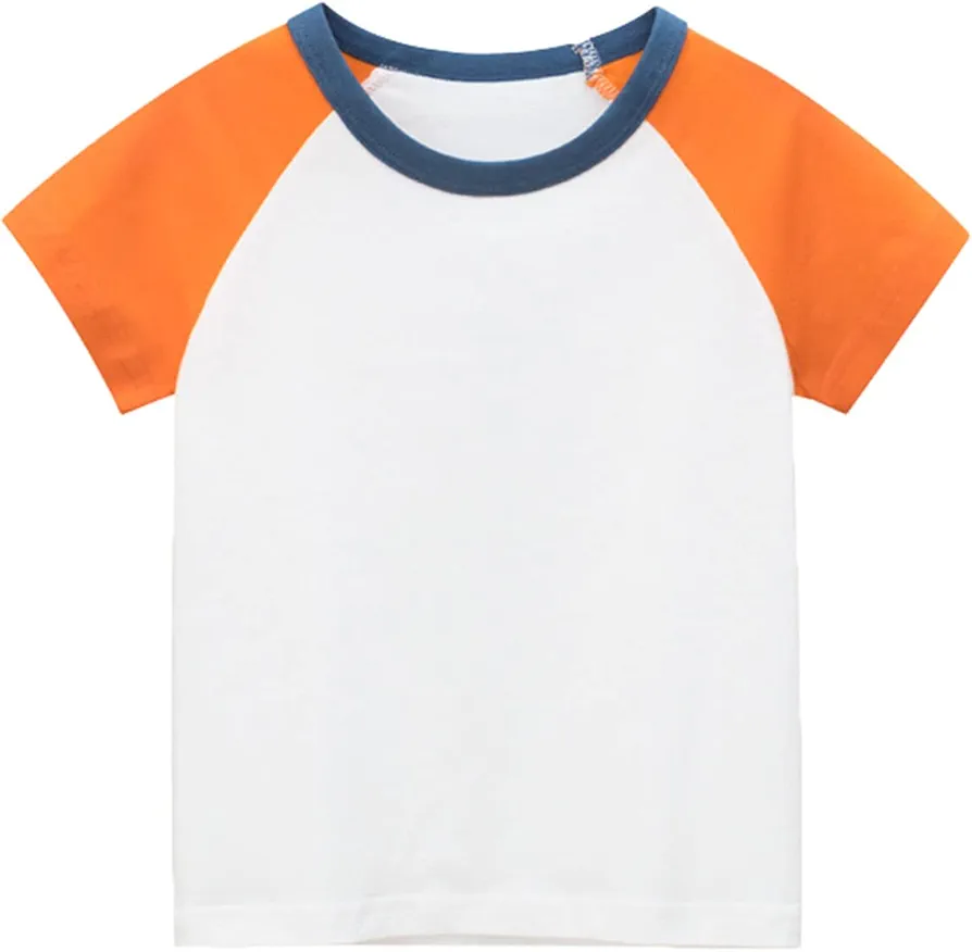 Toddler Boys Graphic T-Shirt Toddler Kids Girls Boys Short Sleeve Basic Color Block T Shirt Casual Tees Shirt Tops Solid (White, 8 Years)