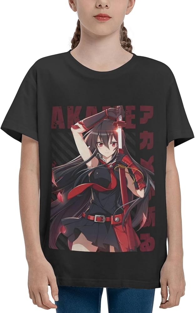 Anime Akame Ga Kill Akame Shirt Boys Girls Round Neck Short Sleeve Cotton Tees