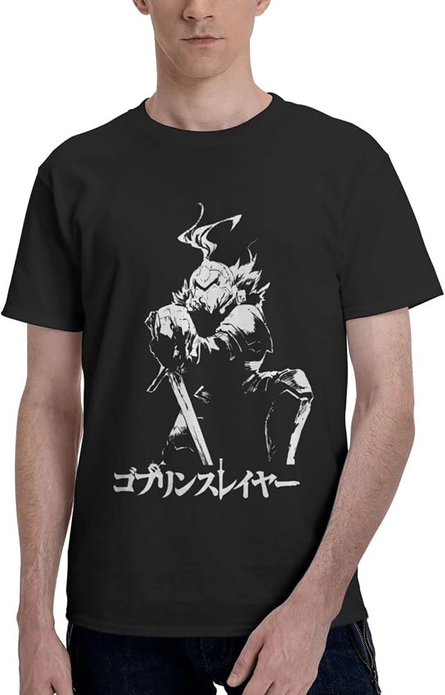 Anime Goblin Slayer T Shirt Boy's Summer O-Neck Clothes Casual Short Sleeves Tee Black