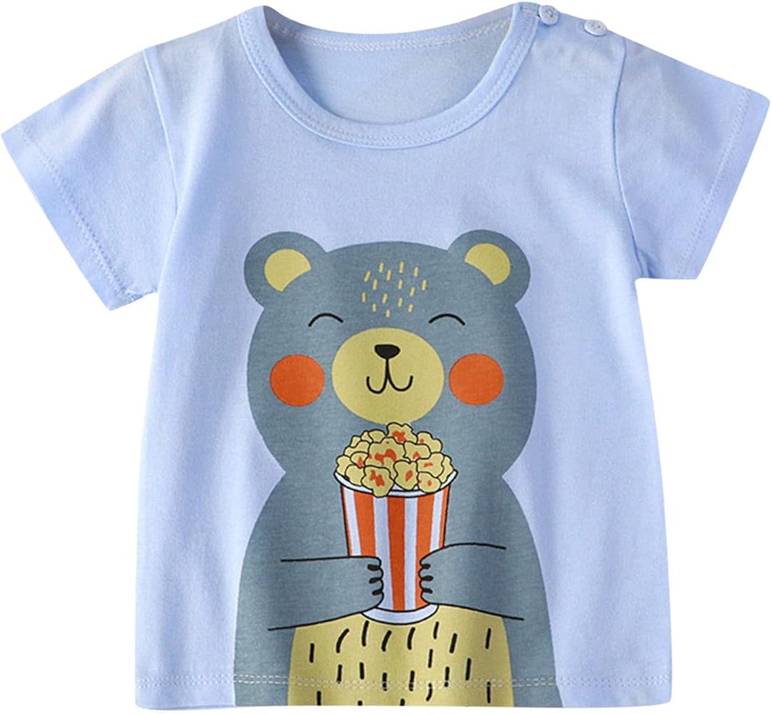 Cute Animal T-Shirt Toddler Shirt Cartoon Prints Short Sleeve Shirts Boys Girls Tops Boys Athletic