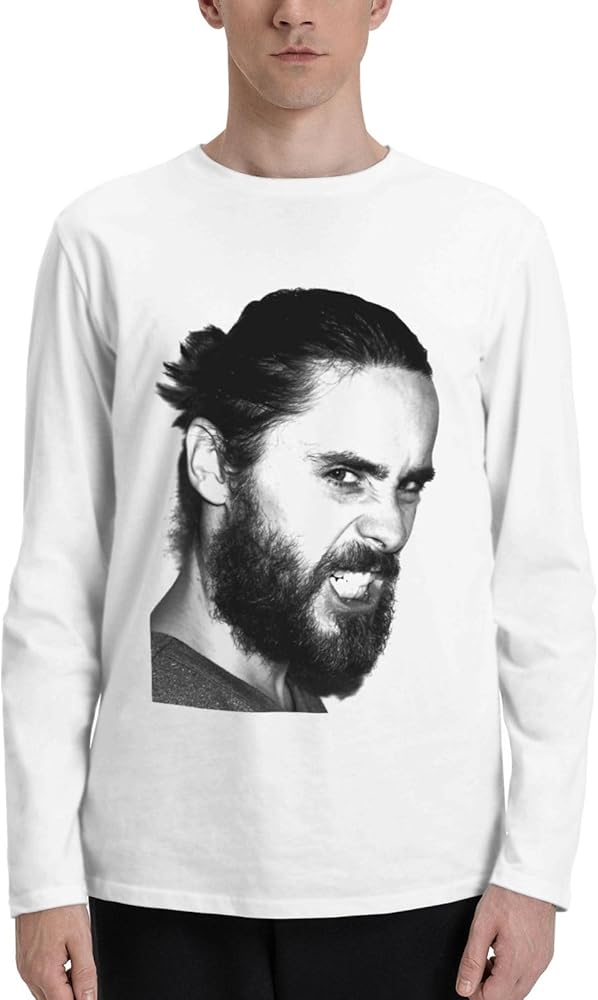 Jared Leto T Shirts Man's Loose Fit Casual Athletic Long Sleeve Crew Neck Cotton T Shirts Tops