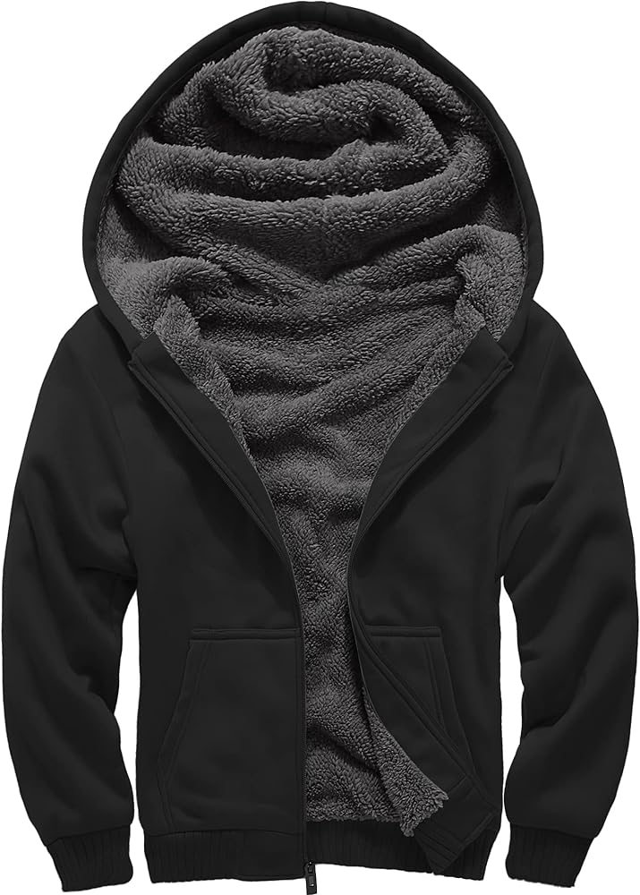 GEEK LIGHTING Boys Sherpa Lined Hoodie Kids Fleece Sweatshirt Full Zip Hooded Jacket