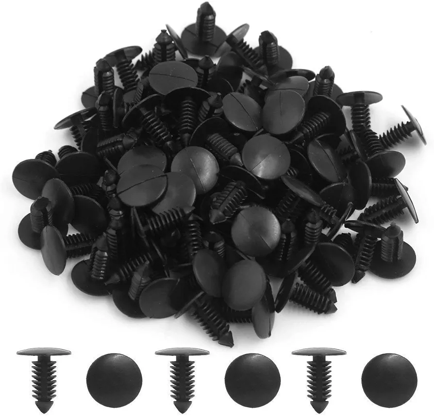 MANSHU 200 Pcs Car Plastic Trim Boot Rivets Push Clip Fastener, 6.4mm Hole Push Retainer Bumper Fender Shield Clips, Automotive Plastic Push Pins Bumper Clips, Car Plastic Rivets Retainers Screw.