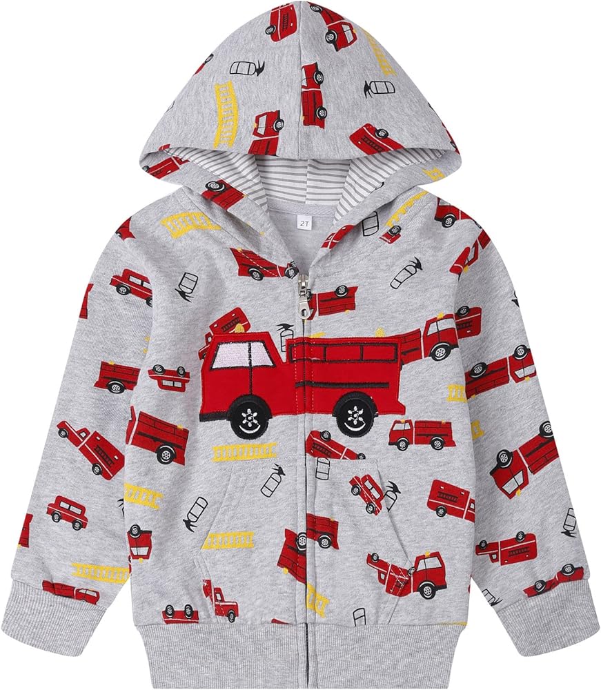 Toddler Zip Up Hoodie Sweatshirt Fall Clothes Boys Jacket With Hood 2-7 Years